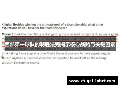 西部第一球队的制胜法则揭示核心战略与关键因素